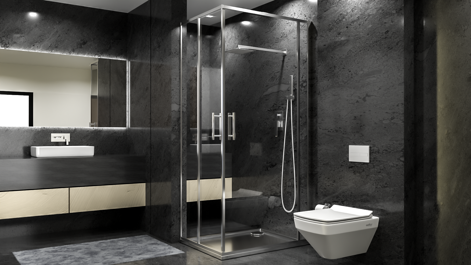 Industrial Master Bathroom